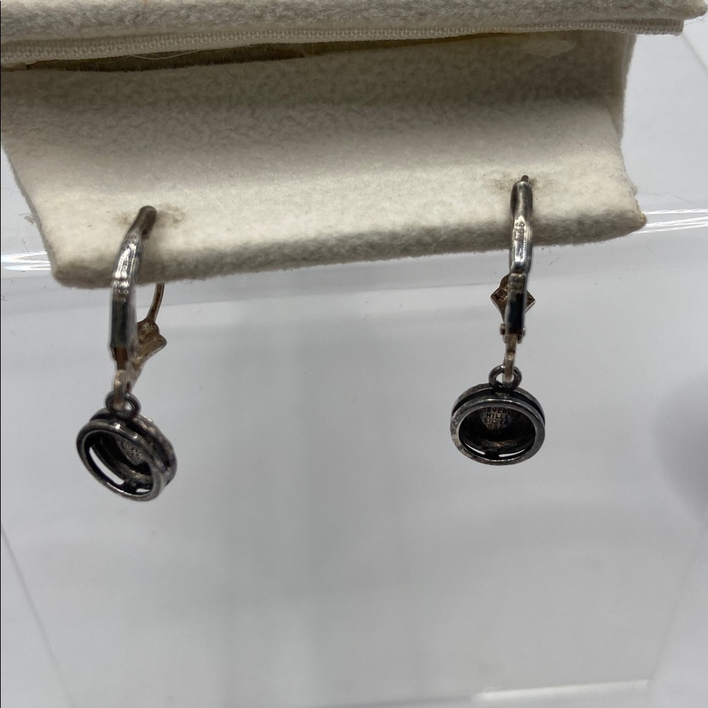 Vintage Beverly Hills Silver Sterling Silver 925 Faceted Leverback Drop Earrings - Picture 6 of 8